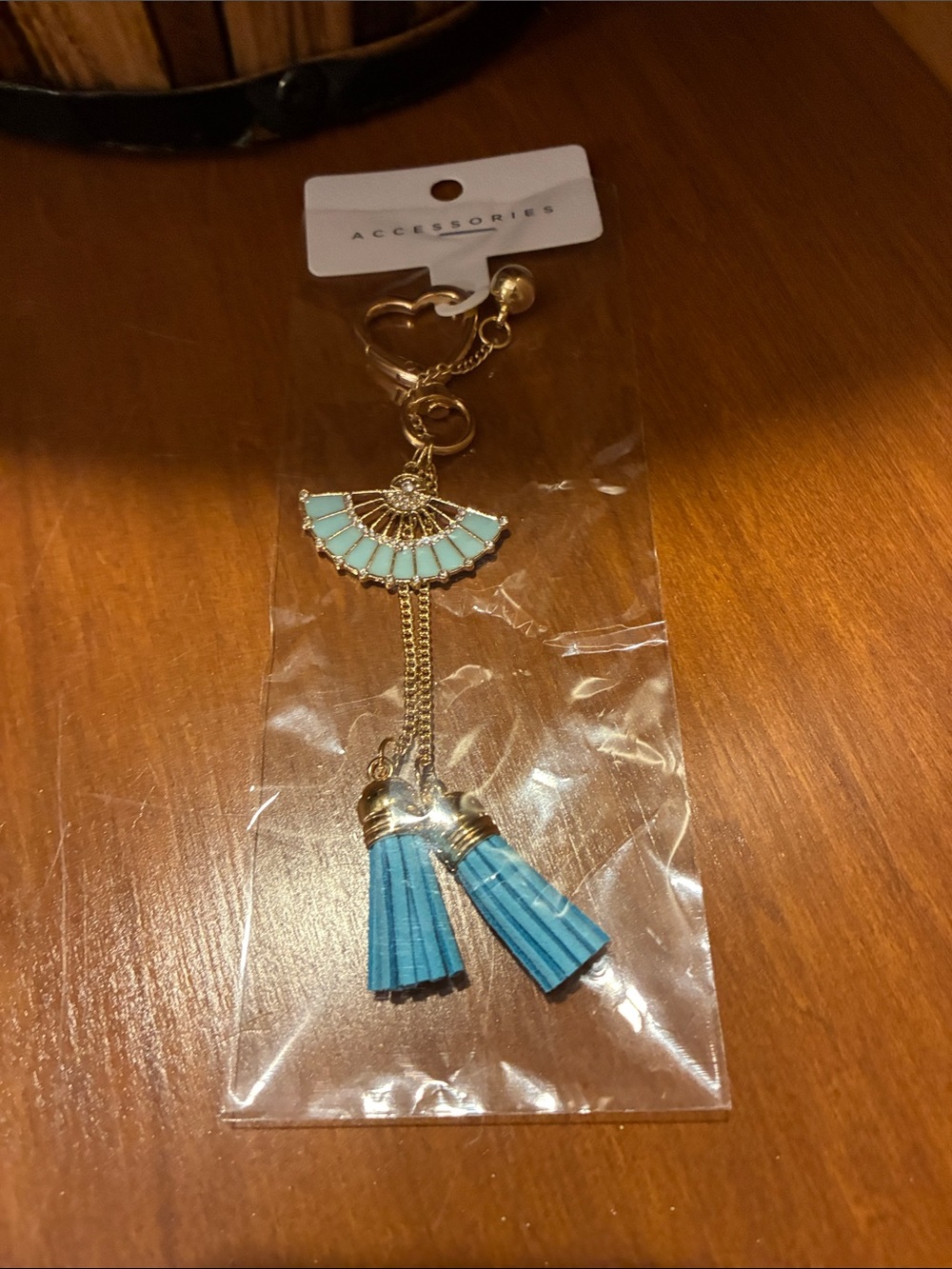 Accessorize Gold-Tone Blue Tassel Fan Keyring